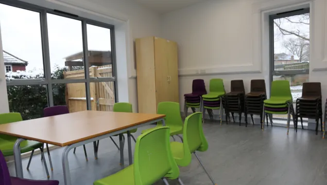 photo of Emmanuel Centre - room G5 - laid out with children's chairs & tables